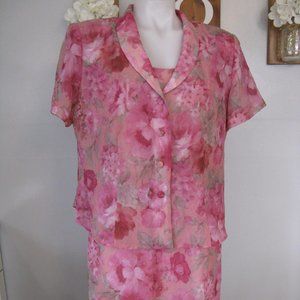 R&K Floral Chiffon Dress With Over Shirt